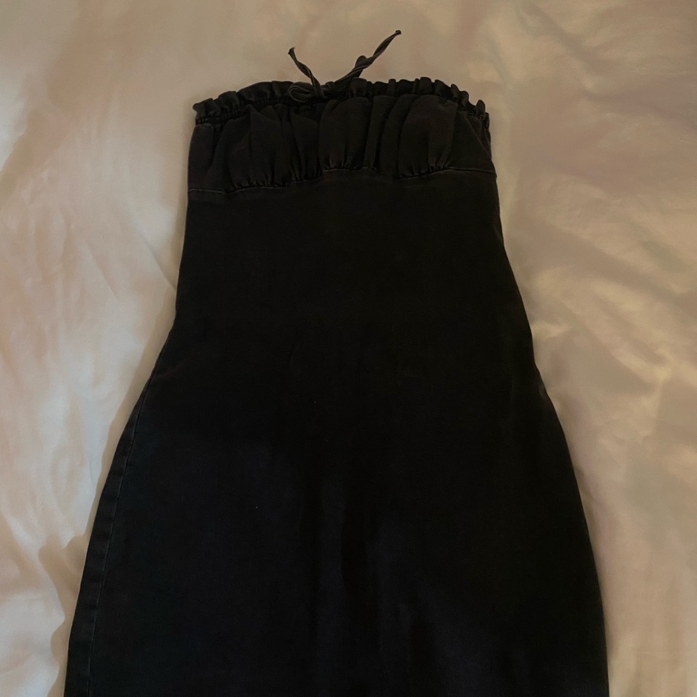 Black Strapless Denim Dress